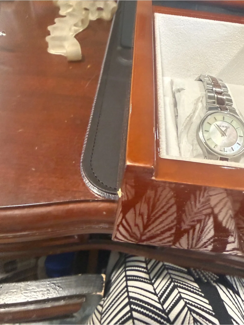 Na Hoku Silver and Brown Stainless Steel Watch with Mother-of-Pearl Dial